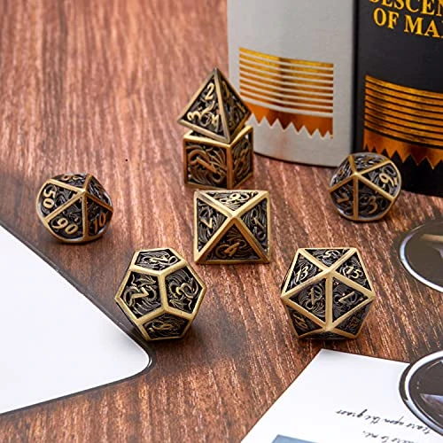 Hollow Metal DND Game Dice Dragon Design Ancient Iron 7Pcs Set For Dungeons And Dragons RPG MTG Table Games D&D Pathfinder Shadowrun And Math Teaching (with Metal Case) 6 Hollow Metal DND Game Dice Dragon Design Ancient Iron 7Pcs Set For Dungeons And Dragons RPG MTG Table Games D&D Pathfinder Shadowrun And Math Teaching (with Metal Case) - Image 4