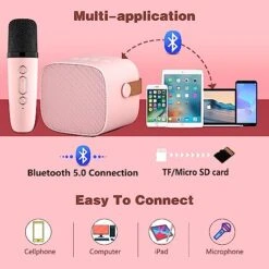 VERKB Mini Karaoke Machine For Kids, Kids Music Player Toys For Girls And Boys, Portable Bluetooth Speaker With Wireless Microphone For Kids Toddler Home Party Birthday Gifts For Girl(Pink) 10 VERKB Mini Karaoke Machine For Kids, Kids Music Player Toys For Girls And Boys, Portable Bluetooth Speaker With Wireless Microphone For Kids Toddler Home Party Birthday Gifts For Girl(Pink) -Folkmanis Toys Shop 51RKnelWRVL