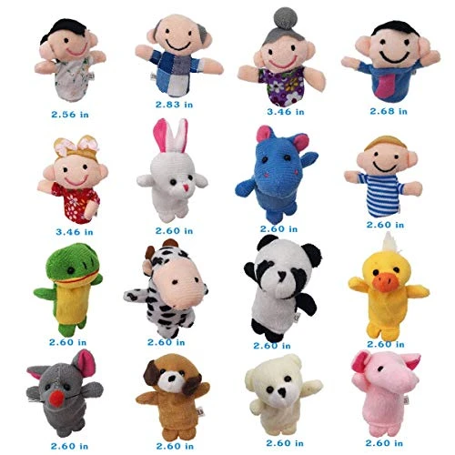 18 Pack Finger Puppets Set ,Plush Soft 12 Animals + 6 People Family Finger Puppets For Kids Toddlers Baby Story Time Playtime School Gift 4 18 Pack Finger Puppets Set ,Plush Soft 12 Animals + 6 People Family Finger Puppets For Kids Toddlers Baby Story Time Playtime School Gift - Image 2