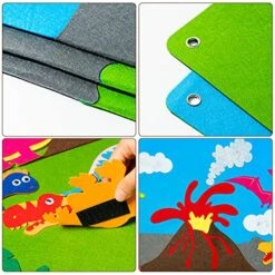 WATINC Dinosaur Felt-Board Stories Set 3.5Ft 37Pcs Preschool Dinosaurs Classification Storytelling Flannel Roar Volcano Ancient Animal Theme Early Learning Play Kit Wall Hanging Gift For Toddlers Kids -Folkmanis Toys Shop 51RUsUZYraS