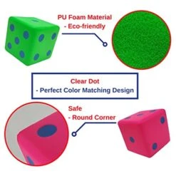 Macro Giant 3.2 Inch PU Soft Foam Playing Dice, Set Of 6, Round Edge, Toy Brick, Board Games, Math Teaching, Family Game, Wedding Games, Kid Toy Gifts, Educational Toy -Folkmanis Toys Shop 51RW0XbWh6L