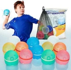Hiliop Reusable Water Balloons For Kids, Splash Refillable Magnetic Water Balloons Bombs Self Sealing Quick Fill With Mesh Bag (12PCS) -Folkmanis Toys Shop 51RY4xbNmYL. AC