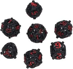 7Pcs Hollow Dice Kit,Copper Stool Portable Rolling Sculpting Metal Polygonal Dice Kit Suitable For Chessboard Games (Bloodstained) -Folkmanis Toys Shop 51RbIO5 PL. AC