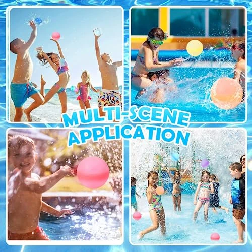 Reusable Water Balloons,Summer Water Toys, Water Bomb Pool Toys Water Balloons For Summer Party, Water Balls Pool Outdoor Toys For Kids Ages 6-12,Silicone Water Splash Ball Party Fun Games(6pcs) 5 Reusable Water Balloons,Summer Water Toys, Water Bomb Pool Toys Water Balloons For Summer Party, Water Balls Pool Outdoor Toys For Kids Ages 6-12,Silicone Water Splash Ball Party Fun Games(6pcs) - Image 3