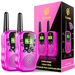 Walkie Talkies For Kids 2 Pack: Kids Birthday Gifts Toys For 3 4 5 6 7 8 9 10 Year Old Girls&Boys Pink Walkie Talkies 3 KM Long Range Kids Outdoor Camping Toys For Kids Ages 4-12