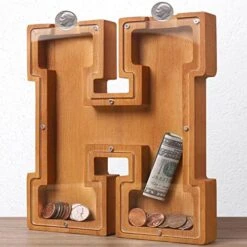 Wooden Letter Piggy Bank For Kids Boys Girls Large 26 Alphabet Money Bank Personalized Custom Name Transparent Saving Coin Bank, Perfect Christmas,Birthday Gift For Kids Adults And Home Decoration (C) -Folkmanis Toys Shop 51SJqyHO8BL. AC