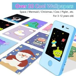 AOYMJRS Kids Phone Toys, Touch Screen Cell Phone For Kids With Camera Music Player Puzzle Games, Portable Kids MP3 Player Learning Toys For Boys Girls Ages 3 4 5 6 7 8 9 10(Blue) -Folkmanis Toys Shop 51Sb369mh9L