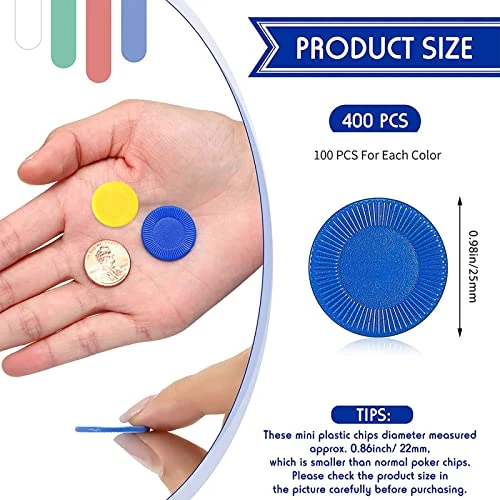 Skylety 400 Pieces Plastic Poker Chips Game Chips 4 Colors Counter Card For Kids Game Playing Learning Math Counting Bingo Game Blank Chips Card For Kids Reward 4 Skylety 400 Pieces Plastic Poker Chips Game Chips 4 Colors Counter Card For Kids Game Playing Learning Math Counting Bingo Game Blank Chips Card For Kids Reward - Image 2