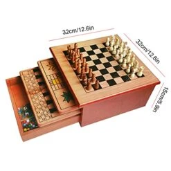LANGWEI 10 In 1 Travel Chess Set, Checkers Snake Chess Toys Gift Chess Boards Game Set Backgammon Set | Wooden Chess Board Educational Toys For Kids And Adults,a
