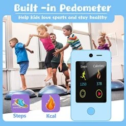 AOYMJRS Kids Phone Toys, Touch Screen Cell Phone For Kids With Camera Music Player Puzzle Games, Portable Kids MP3 Player Learning Toys For Boys Girls Ages 3 4 5 6 7 8 9 10(Blue) -Folkmanis Toys Shop 51T0InCMYEL