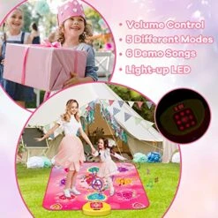 HAHAMOKA Dance Mat For 3-10 Year Old Girls, Electonic Musical Dancing Play Pad With LED Light, 5 Game Modes, Built-in Music, Adjustable Volum, Christmas Birthday Gift For Aged 3 4 5 6 7+ Kids Toddlers -Folkmanis Toys Shop 51T0oF5s2AL