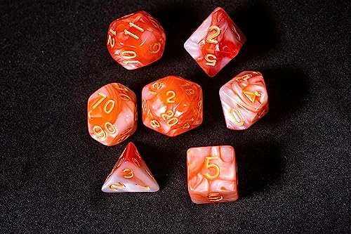 Sharp Edge Dice Set For DND For Dungeons And Dragons Ttrpg Games, Multi-Sided RPG Polyhedral Resin Roleplaying Games (Orange Red White) 5 Sharp Edge Dice Set For DND For Dungeons And Dragons Ttrpg Games, Multi-Sided RPG Polyhedral Resin Roleplaying Games (Orange Red White) - Image 3