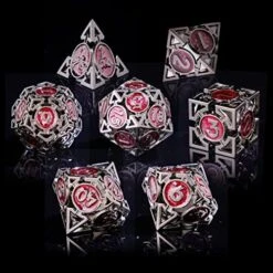 Cttasty DND Dice Set Hollow Metal Dice Set Handmade 7pcs Polyhedral Dice Set DND RPG MTG Role Playing Game Dice Set D&D Dice With Gift Case For DND Dungeons And Dragon (Green Gold) -Folkmanis Toys Shop 51TAPEB7bJL. AC