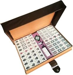 LINAZI Chinese Mahjong Game Set With Carrying Travel Case,Large 144 High-Grade Tiles With Arabic Numerals,Lvory White -Folkmanis Toys Shop 51TFJ1tKCwL. AC