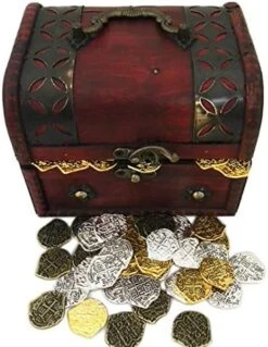 Seven Seas Pirates - Buccaneer Treasure Chest With Lot Of 700 Mixed Color Metal Doubloons - Rogue`s Jewelry Box Filled Coins For Pretend Games 17 Seven Seas Pirates - Buccaneer Treasure Chest With Lot Of 700 Mixed Color Metal Doubloons - Rogue`s Jewelry Box Filled Coins For Pretend Games -Folkmanis Toys Shop 51TIeszwDmL. AC