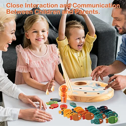 Magnetic Wooden Fishing Game Toy For Toddlers;30 PCS Montessori Sorting Puzzle Toys,Magnetic Learning Alphabet Letters Toys With 2 Pole And 1 Cat Doll 5 Magnetic Wooden Fishing Game Toy For Toddlers;30 PCS Montessori Sorting Puzzle Toys,Magnetic Learning Alphabet Letters Toys With 2 Pole And 1 Cat Doll - Image 3