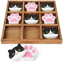 HOMEnSTAR Tic Tac Toe Game, 8 Inch Wooden Tic-Tac-Toe Game, Cute Animal Cat Themed Wood Tic Tac Toe Game -Folkmanis Toys Shop 51TNlVYNr9L. AC