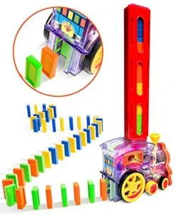 POPUTOY Domino Train, Domino Blocks Set Plastic Kids Domino Construction 4 Color Children Creative Toy Game Educational Play For 3-12 Year Old Boys And Girls (80pcs) -Folkmanis Toys Shop 51TQv2AYfYL