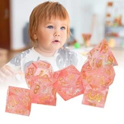 Keenso Dice Set, 7pcs Dice Kit Incisive Edge Epoxy Resin Multi Faceted Pink Translucent Dice Set For Game (Gold Number) Fishing Toys, Toy Tents, Desktop Interactive Toys 15 Keenso Dice Set, 7pcs Dice Kit Incisive Edge Epoxy Resin Multi Faceted Pink Translucent Dice Set For Game (Gold Number) Fishing Toys, Toy Tents, Desktop Interactive Toys -Folkmanis Toys Shop 51TV3xguF5L