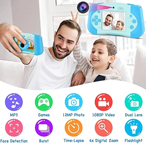 GKTZ GKTZ Kids Camera For Boys, Kids Music Player Toddler Digital Camera With Flashlight Children Selfie Camera For 3 4 5 6 7 8 Year Old Boy With 16GB SD Card-Blue … 4 GKTZ GKTZ Kids Camera For Boys, Kids Music Player Toddler Digital Camera With Flashlight Children Selfie Camera For 3 4 5 6 7 8 Year Old Boy With 16GB SD Card-Blue … - Image 2