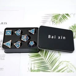 Dragon Scale Metal DND Dice Set Of 7 Pieces Polyhedron Steampunk Design D&D Dice Set With Gift Metal Box And Numbers For Dungeons & Dragons RPG Role Playing And Pathfinder Dice Games（Navy Blue -Folkmanis Toys Shop 51To5RVt0kL