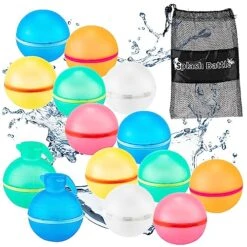 GENERIC Magnetic, Reusable Water Balloons For Kids – Play Longer With 14 Silicone, Self-Sealing, Reusable, Magnetic Water Balloons & Included Bag – Easy-Clean Outdoor Toys For Kids Ages 8-12 By Splash Battle