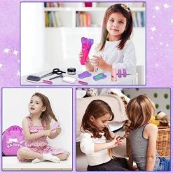 Gifts2U Hair Salon Toys For Girls, 26 Pcs Realistic Girl Beauty Salon Playset Hair Styling Set With Blow Dryer, Barber Costume Apron, Scissors And Stylist Accessories. -Folkmanis Toys Shop 51U0FB2qthL