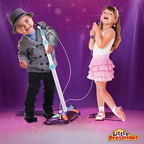 Little Pretender Kids Karaoke Machine With 2 Microphones And Adjustable Stand, Music Sing Along With Flashing Stage Lights And Pedals For Fun Musical Effects 4 Little Pretender Kids Karaoke Machine With 2 Microphones And Adjustable Stand, Music Sing Along With Flashing Stage Lights And Pedals For Fun Musical Effects - Image 2