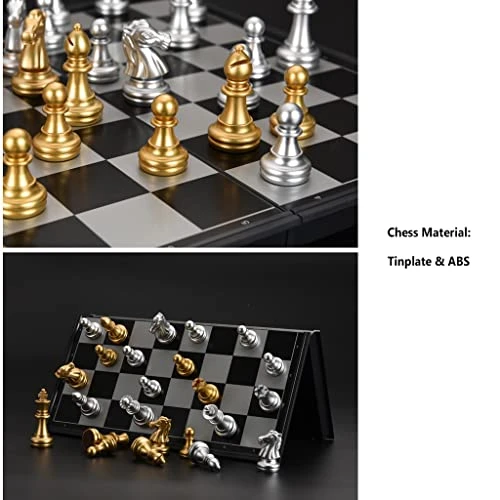 Crafted Chesspiece Portable Magnetic Chess Travel Chess Board Set With Folding Chess Game ABS Educational Toys For Kids Adults Beginner Chess Set In Toys ( Color : Gold , Size : Large ) 8 Crafted Chesspiece Portable Magnetic Chess Travel Chess Board Set With Folding Chess Game ABS Educational Toys For Kids Adults Beginner Chess Set In Toys ( Color : Gold , Size : Large ) - Image 6