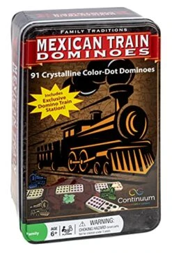 Family Traditions Mexican Train Dominoes Tin, Crystalline Dominoes -Folkmanis Toys Shop 51UPEPEQENS