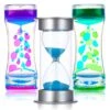 Liquid Motion And Sand Timers 3 Pcs Bundle, Fidget Sensory Toys, Calm Down And OT Tool Kit For Kids And Adults With Autism, ADD, And ADHD, Plastic And Glass Lava Lamp Bubble And Original Hourglass Set -Folkmanis Toys Shop 51USmL3CIGL