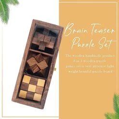 Crocon 3 In 1 Set Wooden Games Brain Teaser Wood Toy Desk Puzzle Educational And Fun Gift Ideas, Handcrafted 3D Brain Teasers For Adults & Kids, Birthday Gift For Kids & Teens -Folkmanis Toys Shop 51UU2URx7CL