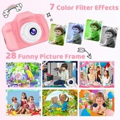 Kids Camera, MAVREC TOYS Camera For Kids, Christmas Birthday Gifts Toddler Camera For Girls And Boys Age 3-9, 1080P HD Video Kids Digital Camera With 2 Lens/32GB SD Card (Pink) -Folkmanis Toys Shop 51UZyV2V8VL