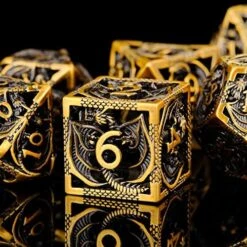 Cttasty DND Dice Set Hollow Metal Dice Set Handmade 7pcs Polyhedral Dice Set DND RPG MTG Role Playing Game Dice Set D&D Dice With Gift Case For DND Dungeons And Dragon (Green Gold) -Folkmanis Toys Shop 51Ug6ki57jL. AC