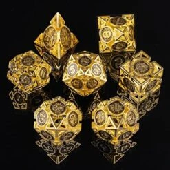 Cttasty DND Dice Set Hollow Metal Dice Set Handmade 7pcs Polyhedral Dice Set DND RPG MTG Role Playing Game Dice Set D&D Dice With Gift Case For DND Dungeons And Dragon (Green Gold) -Folkmanis Toys Shop 51UhEHHIZyL. AC