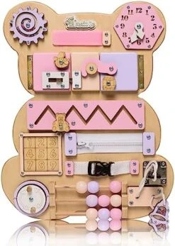 Busy Board For Toddlers, Sensory Game, Montessori Board For Kids, Activity Toy For Toddlers, Develop Fine Motor Skills, Educational Learning Toy, Learning Wooden Travel Toy, Doors And Locks -Folkmanis Toys Shop 51UhalUMqDL. AC