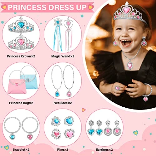 Princess Jewelry And Dress Up Shoes,Role Play Accessories With 4 Pairs Of Princess Shoes,Crowns,Necklaces,Bracelets,Rings,Bags,Gifts Toys For Age 3 4 5 6 Years Old Toddlers Girls 3 Princess Jewelry And Dress Up Shoes,Role Play Accessories With 4 Pairs Of Princess Shoes,Crowns,Necklaces,Bracelets,Rings,Bags,Gifts Toys For Age 3 4 5 6 Years Old Toddlers Girls