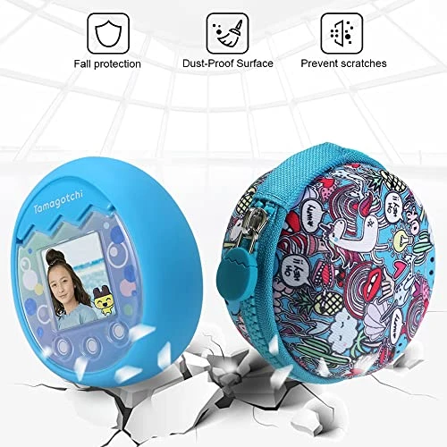 OUKNAK Carrying Case And Silicone Cover For Tamagotchi Pix, Hard EVA Case Soft Skin Storage Bag For Tamagotchi Pix Virtual Pet Machine-Blue 5 OUKNAK Carrying Case And Silicone Cover For Tamagotchi Pix, Hard EVA Case Soft Skin Storage Bag For Tamagotchi Pix Virtual Pet Machine-Blue - Image 3