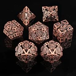 Cttasty DND Dice Set Hollow Metal Dice Set Handmade 7pcs Polyhedral Dice Set DND RPG MTG Role Playing Game Dice Set D&D Dice With Gift Case For DND Dungeons And Dragon (Green Gold) -Folkmanis Toys Shop 51UnQ8jGgCL. AC