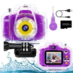 PROGRACE Kids Waterproof Camera Girls - Dual Selfie Kids Camera 2 IPS Screen Children Digital Camera Underwater Toddler Video Camcorder Christmas Birthday Girls Gifts Toys For 4 5 6 7 8 9 10 Year Old
