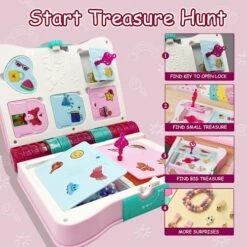LDomet Magic Diary Treasure Hunt Playset With 12 Surprise Reveals, Creative Surprise Toys For Girls DIY Art Craft Kits, Birthday Gift For Girls Kids Ages 3-12 -Folkmanis Toys Shop 51V0O9O9i3L