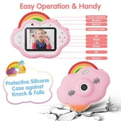Selvim Upgrade Kids Selfie Camera, Christmas Birthday Gifts For Boys&Girls Age 3-9, HD Kids Digital Video Rainbow Camera For Toddler, Girl Toys Gifts For 3 4 5 6 7 8 Year Old With 32GB Card 10 Selvim Upgrade Kids Selfie Camera, Christmas Birthday Gifts For Boys&Girls Age 3-9, HD Kids Digital Video Rainbow Camera For Toddler, Girl Toys Gifts For 3 4 5 6 7 8 Year Old With 32GB Card -Folkmanis Toys Shop 51V4CjP05QL