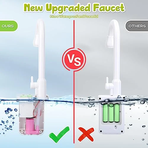 SINOMARS Kids Sink With Running Water, Play Sink With Automatic Water Cycle System,Fishing Game,Dish Rack And Play Food, Pretend Play Toddler Sink Toy Dishwasher For Boys Girls Toddlers 1-3 4 SINOMARS Kids Sink With Running Water, Play Sink With Automatic Water Cycle System,Fishing Game,Dish Rack And Play Food, Pretend Play Toddler Sink Toy Dishwasher For Boys Girls Toddlers 1-3 - Image 2