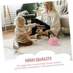 Toyvian Piggy Bank Desktop Toys Kid Piggy Bank Childrens Toys Funny Game Saving Pot Cartoon Money Bank Pig Piggy Bank Taste Currency Unbreakable Container Parent-Child Plastic Pink