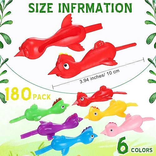 180 Pieces Slingshot Chicken Catapult Toy Flying Chicken Toy Funny Rubber Chicken Slingshot Stretchy Chicken Flingers Chicken Toy Activity For Children Birthday Party Favors, 6 Colors, 3.94 Inch 5 180 Pieces Slingshot Chicken Catapult Toy Flying Chicken Toy Funny Rubber Chicken Slingshot Stretchy Chicken Flingers Chicken Toy Activity For Children Birthday Party Favors, 6 Colors, 3.94 Inch - Image 3