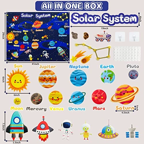 UTKTOUKO 40Pcs Solar System Planets Toys Felt Flannel Board Story Set For Kids 3.5 Ft Preschool Early Learning Interactive Storytelling Play Kit Reusable Wall Hanging Space Toys Gift For Toddlers 4 UTKTOUKO 40Pcs Solar System Planets Toys Felt Flannel Board Story Set For Kids 3.5 Ft Preschool Early Learning Interactive Storytelling Play Kit Reusable Wall Hanging Space Toys Gift For Toddlers - Image 2