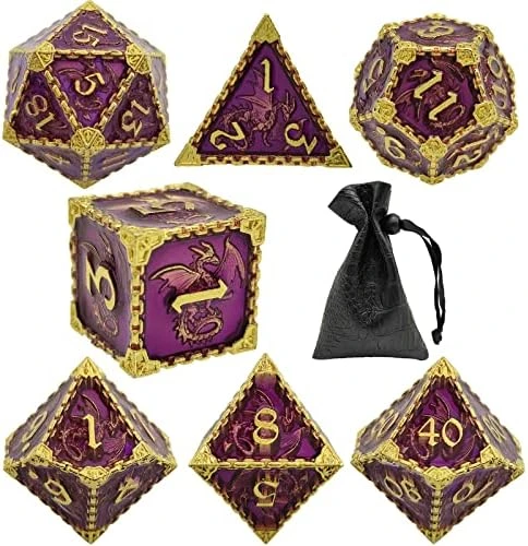 DND Dice Set D&D Metal MTG Trpg Dungeons And Dragons D20 Polyhedral Math Board Games Accessories Pathfinder Mechanical Dice Bag-Imitation Gold Purple 9 DND Dice Set D&D Metal MTG Trpg Dungeons And Dragons D20 Polyhedral Math Board Games Accessories Pathfinder Mechanical Dice Bag-Imitation Gold Purple - Image 7