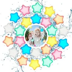 Reusable Water Balloons Quick Fill, Magnetic Water Balloons Self Sealing Refillable Water Balloons Water Toys Pool Toys For Kids Adults Water Fight Outdoor Games (24pcs Star)
