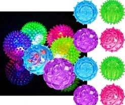 JA-RU Spiky Light Up-Rubber Ball (8 Balls Assorted) Squishy Spike Textured Bouncy Ball With Flashing Led Light. Stress Ball For Kids & Adult. Fidget Therapy Autism Sensory Toys. Dog Chew Toys. 695-8A -Folkmanis Toys Shop 51VZQRxKQLL