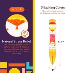 Special Supplies Liquid Motion Bubbler Toy Cool Pens 6-Pack Colorful Hourglass Timer With Droplet Movement, Bedroom, Sensory Play, Cool Home Or School -Folkmanis Toys Shop 51VcdjQQUqL